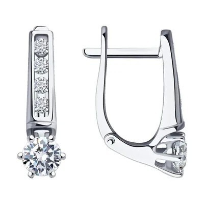 SOKOLOV Diamonds, Серьги из белого золота с бриллиантами, 9020042-36, декоративные, 585 проба