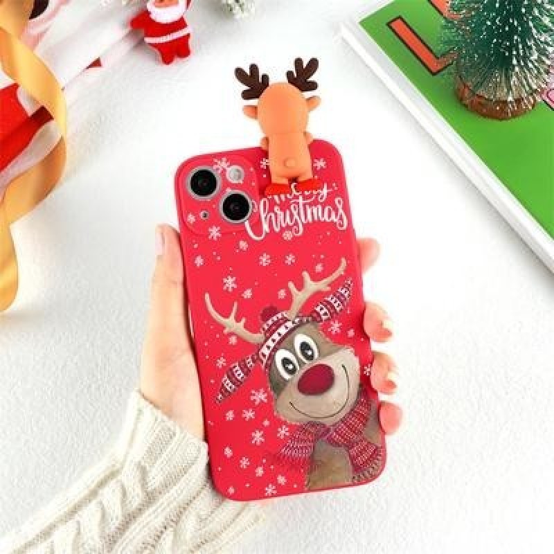 3D Мультфильм Милый олень Рождественская кукла TPU Чехол для iPhone 13 12 11 Samsung A53 A52 A51 A50