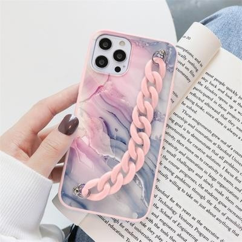 Мраморная цепочка на запястье Мягкий чехол из ТПУ для iPhone 13 12 11 Pro Max XR Samsung A52 A32 A50