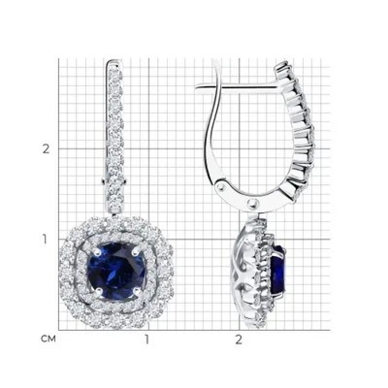 SOKOLOV Diamonds, Серьги из белого золота с бриллиантами и сапфирами, 2021106-3, декоративные, 585 п
