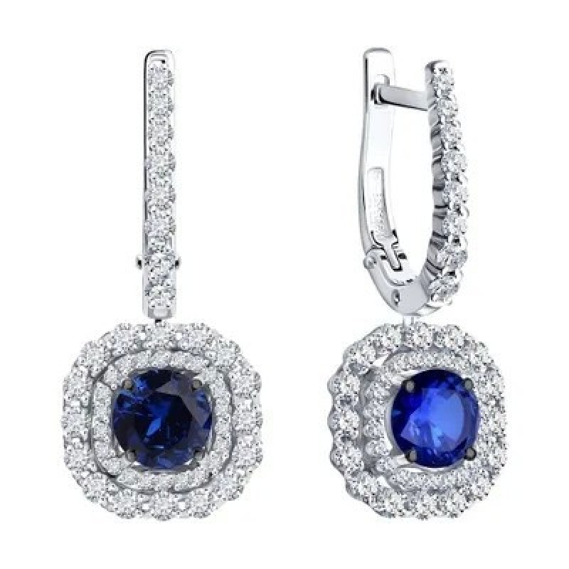 SOKOLOV Diamonds, Серьги из белого золота с бриллиантами и сапфирами, 2021106-3, декоративные, 585 п
