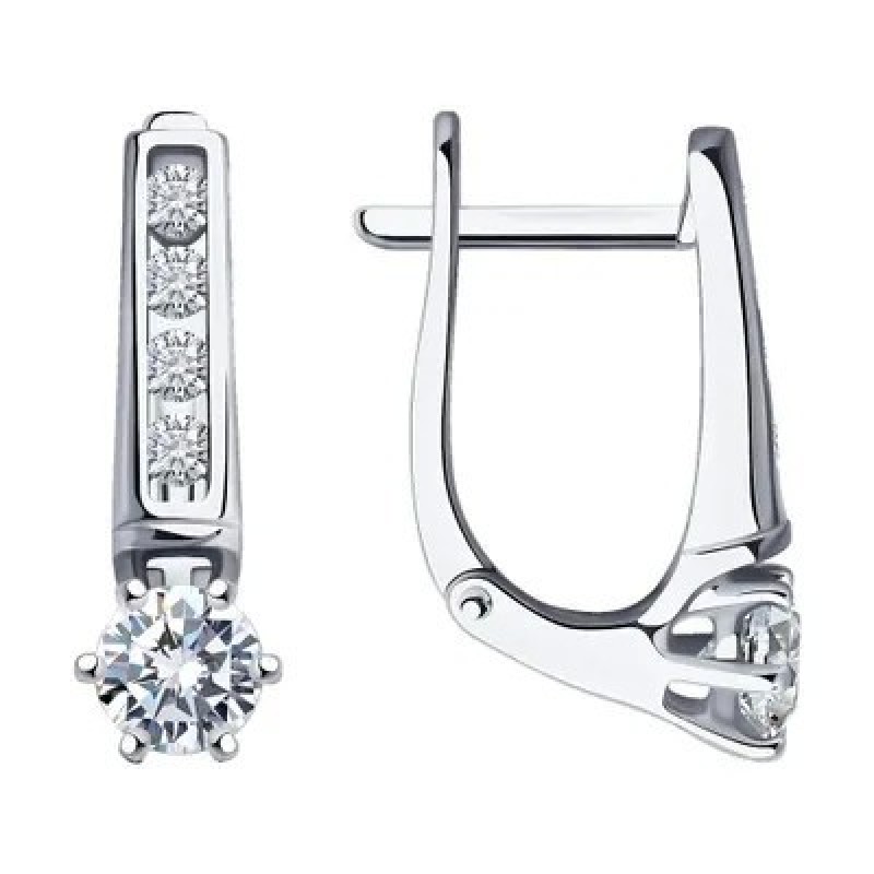 SOKOLOV Diamonds, Серьги из белого золота с бриллиантами, 9020042-36, декоративные, 585 проба
